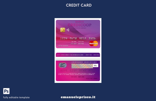 modello mastercard Credicoop della banca argentina in stile verificato